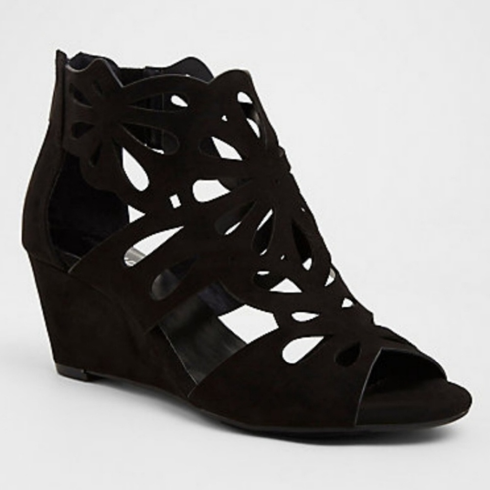 Torrid Black Cutout Wedges size 9.5 wide width